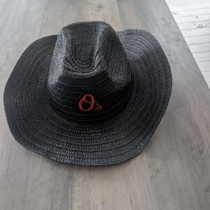 Black Straw Hat with Baltimore Orioles Logo